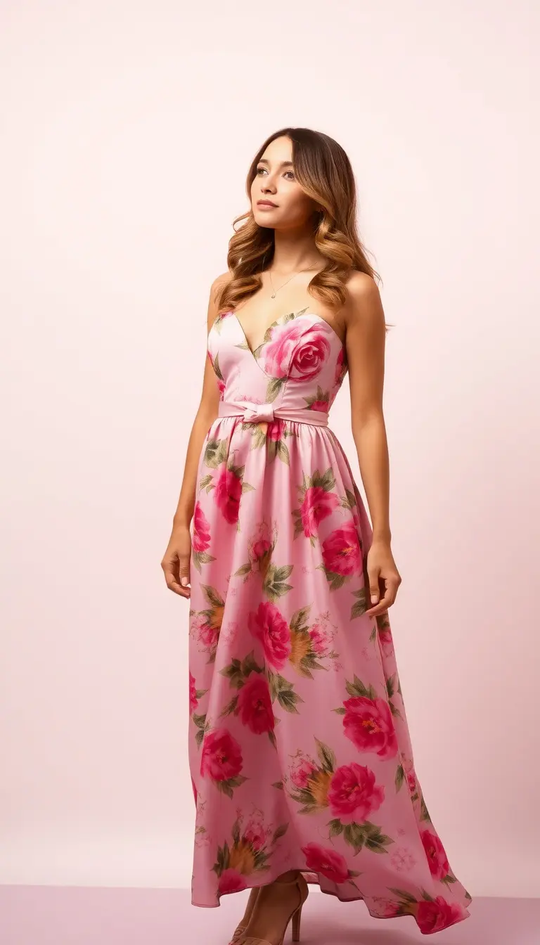 a floral party dress for lady in pink