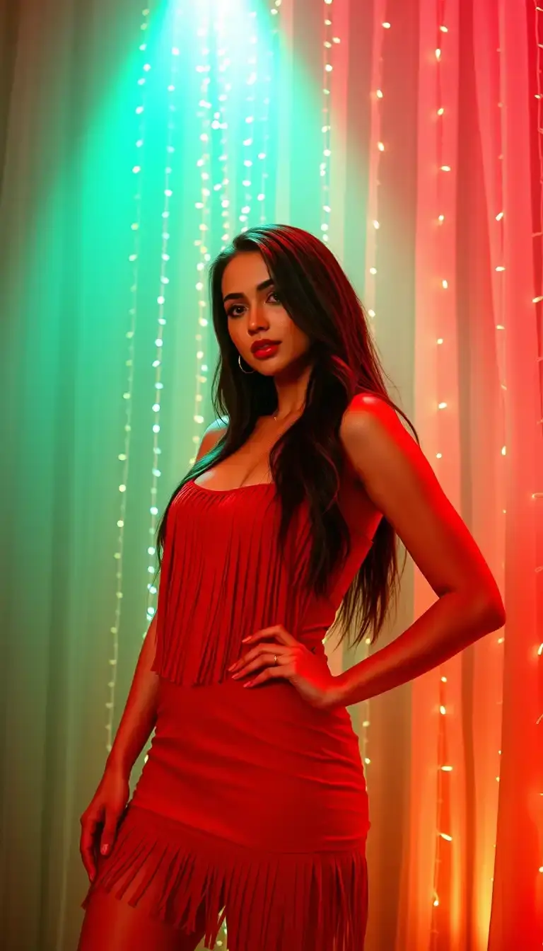Red Party Mini Dress with fringe