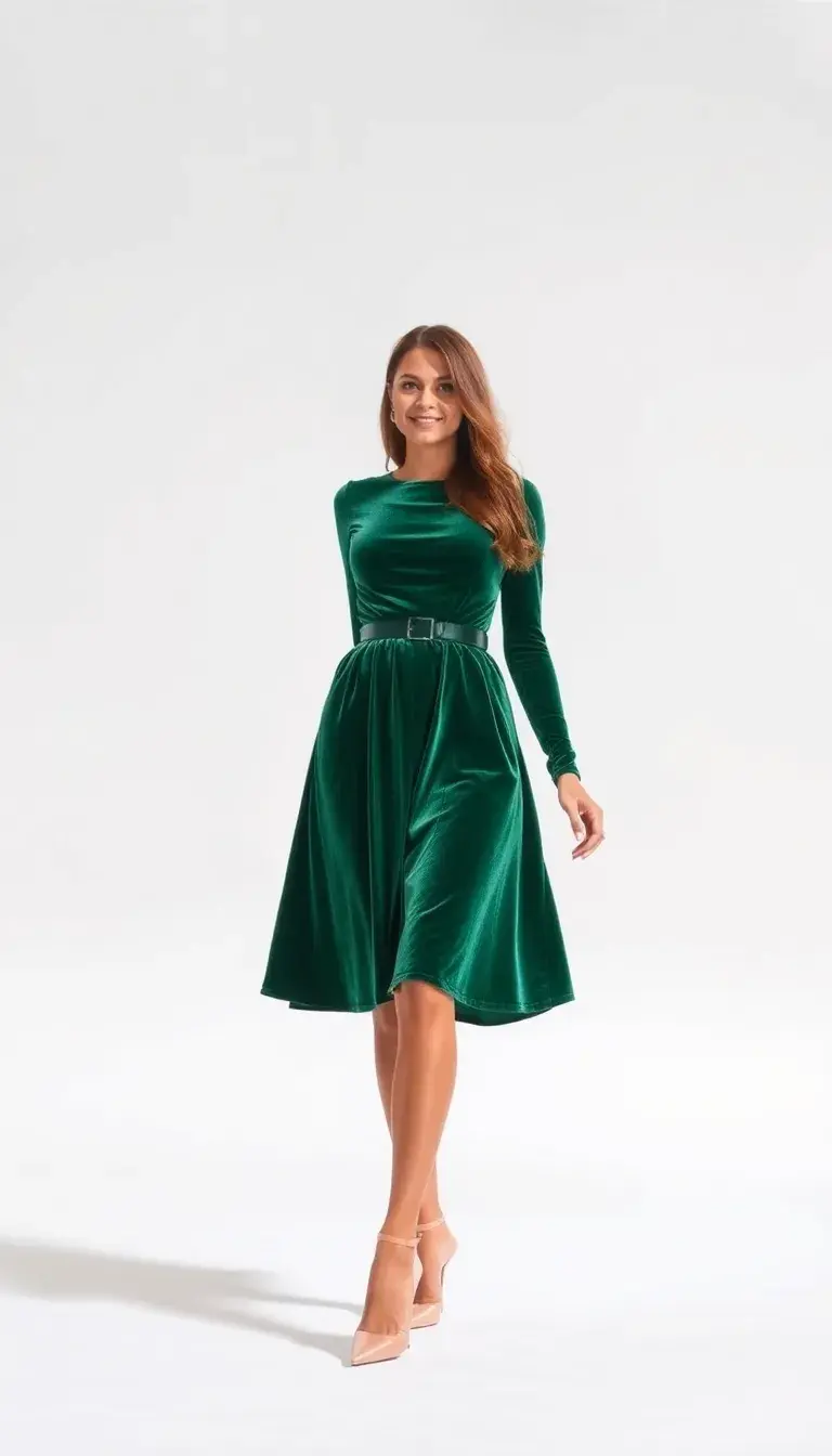 Green Party Velvet Dress