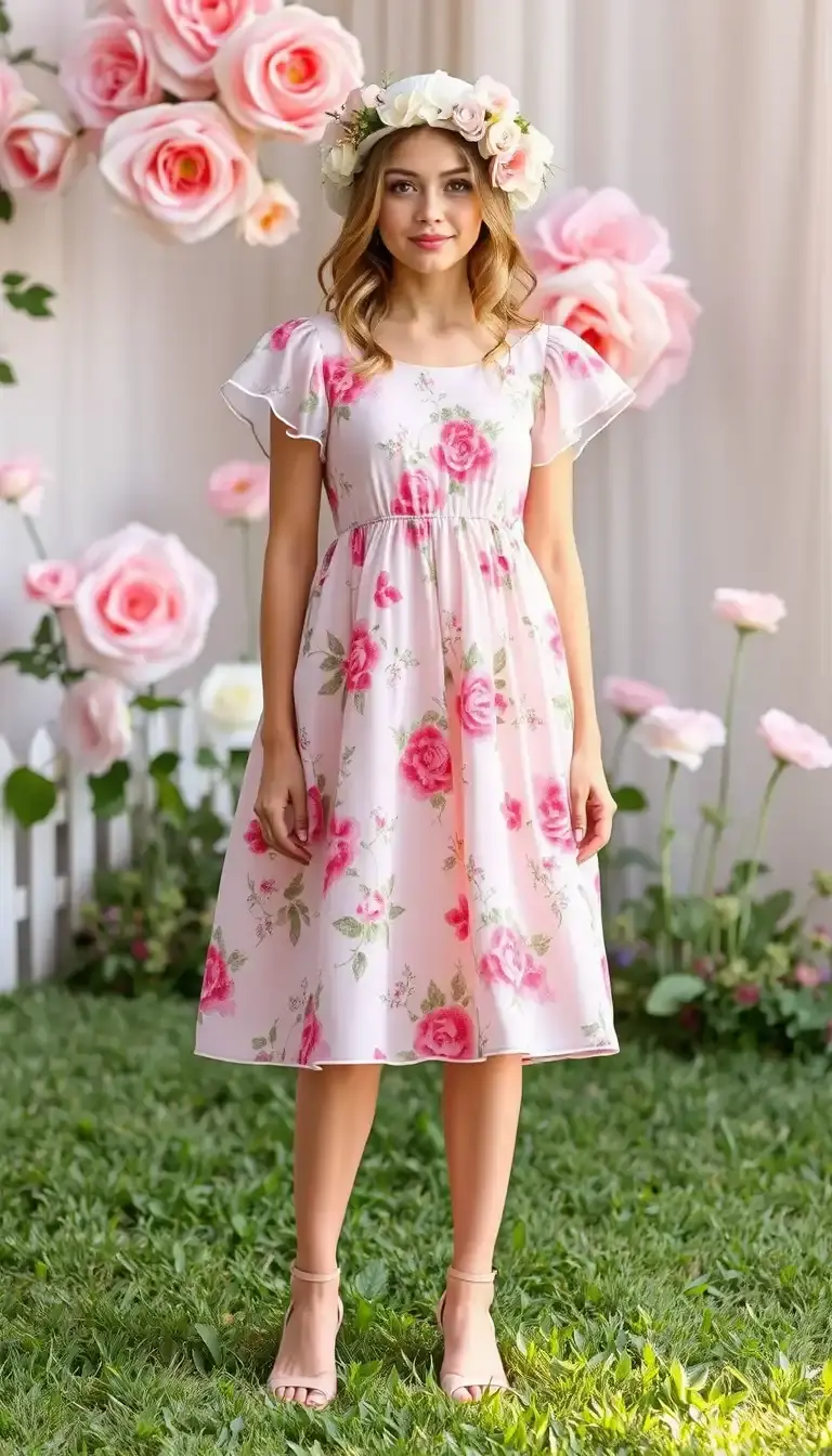 Floral Baby Shower Dress in Pink