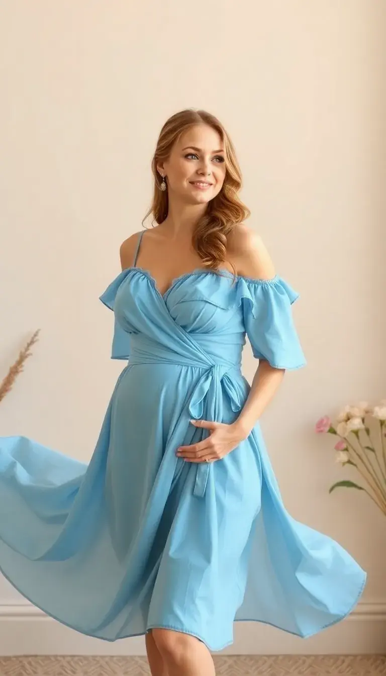 Wrap Baby Shower Dress in Blue