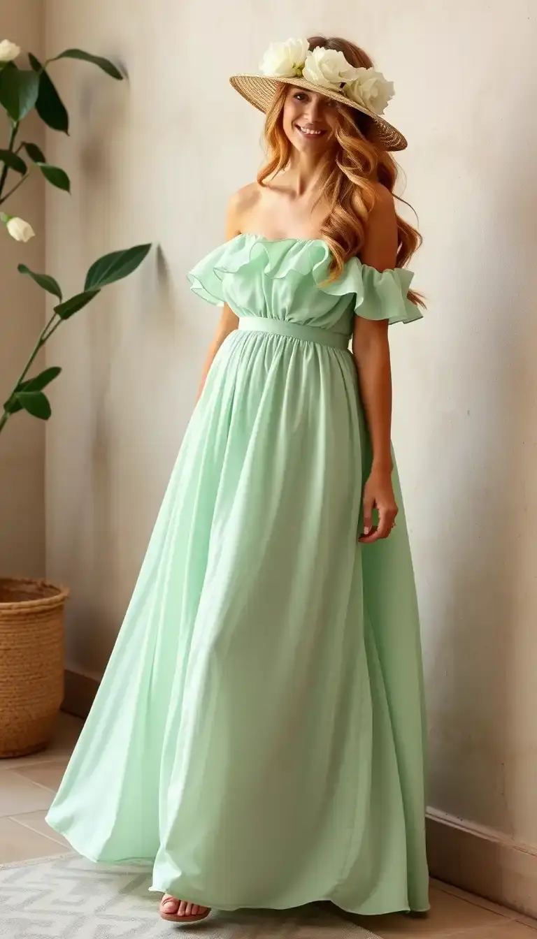 Maxi Baby Shower Dress in Green