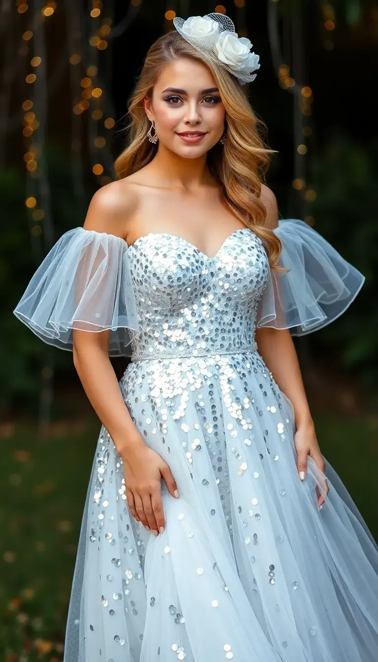 Sequin Baby Shower Dress in Silver