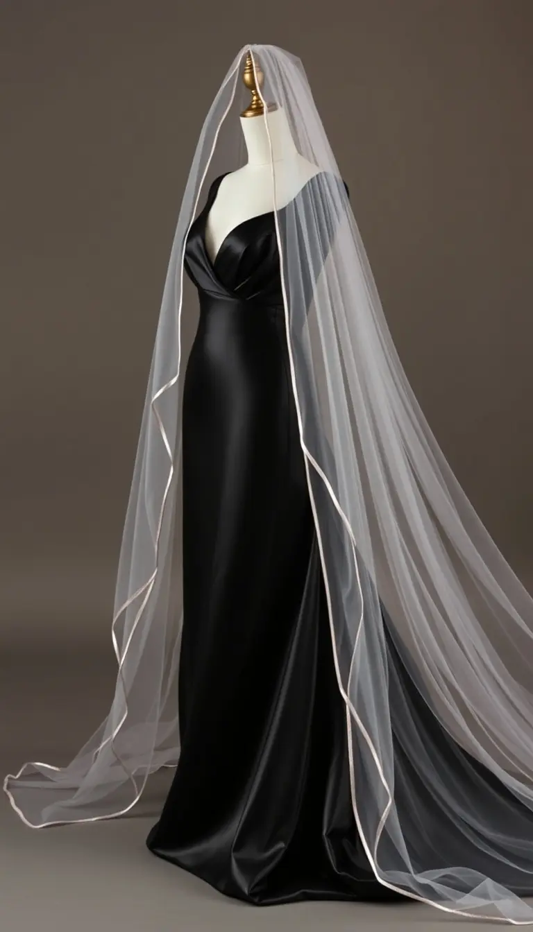 Satin Black Wedding Dress