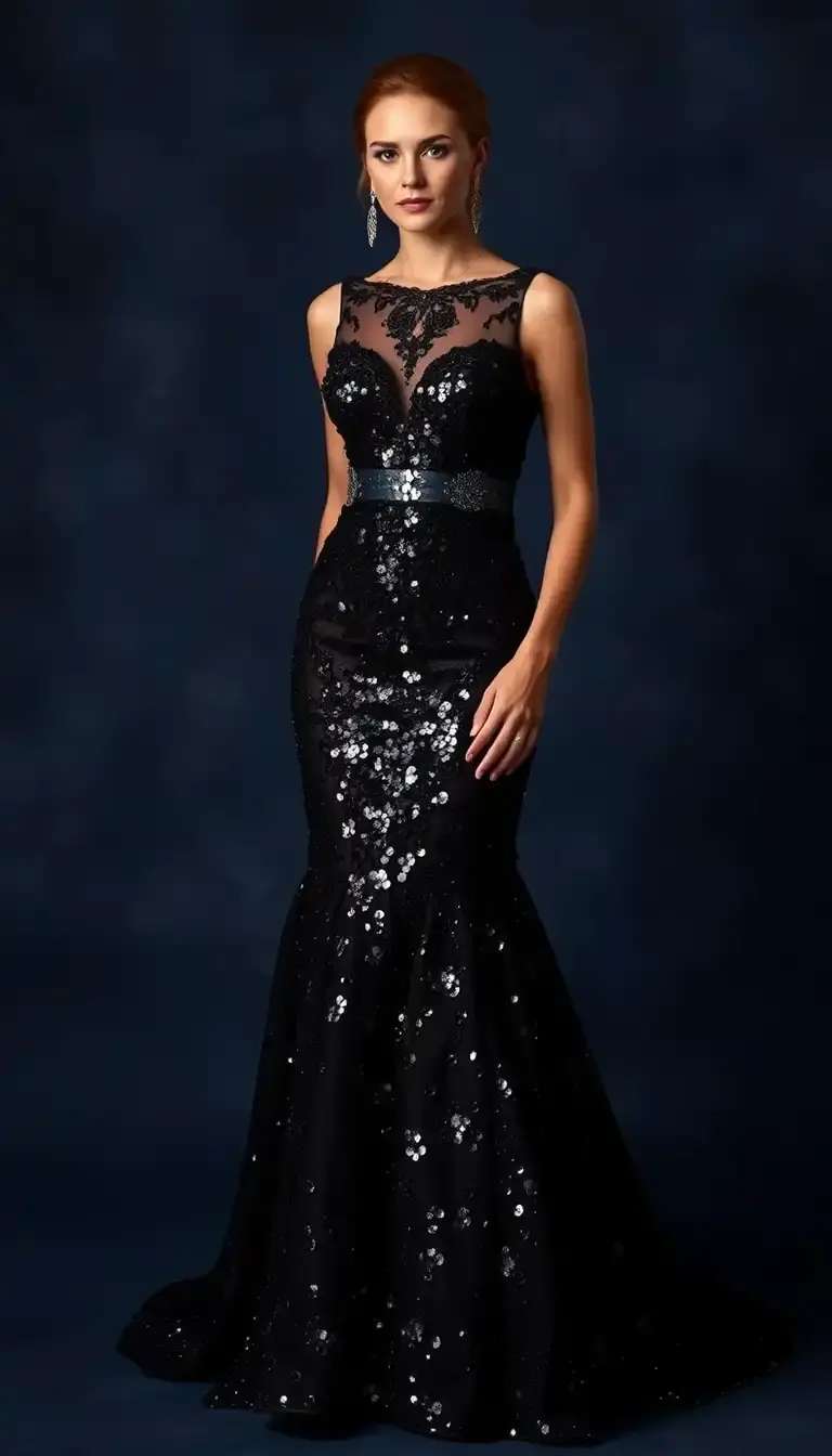 Sequin Black Wedding Dress