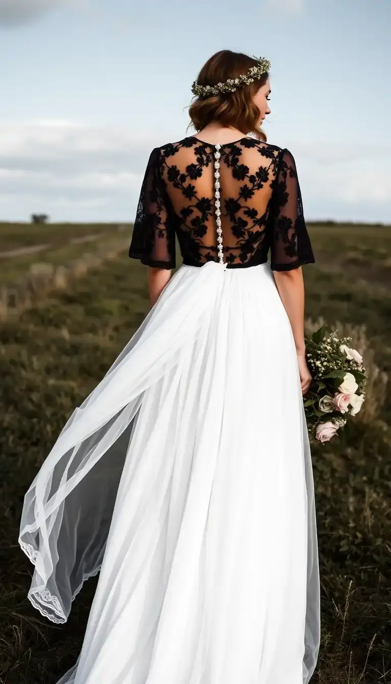Boho Black Wedding Dress