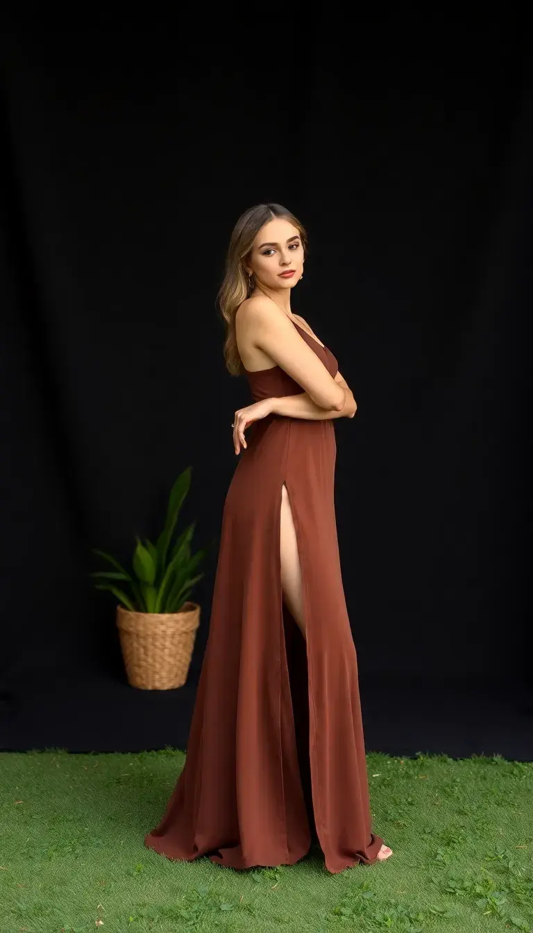 Chocolate Brown Maxi dress with slit