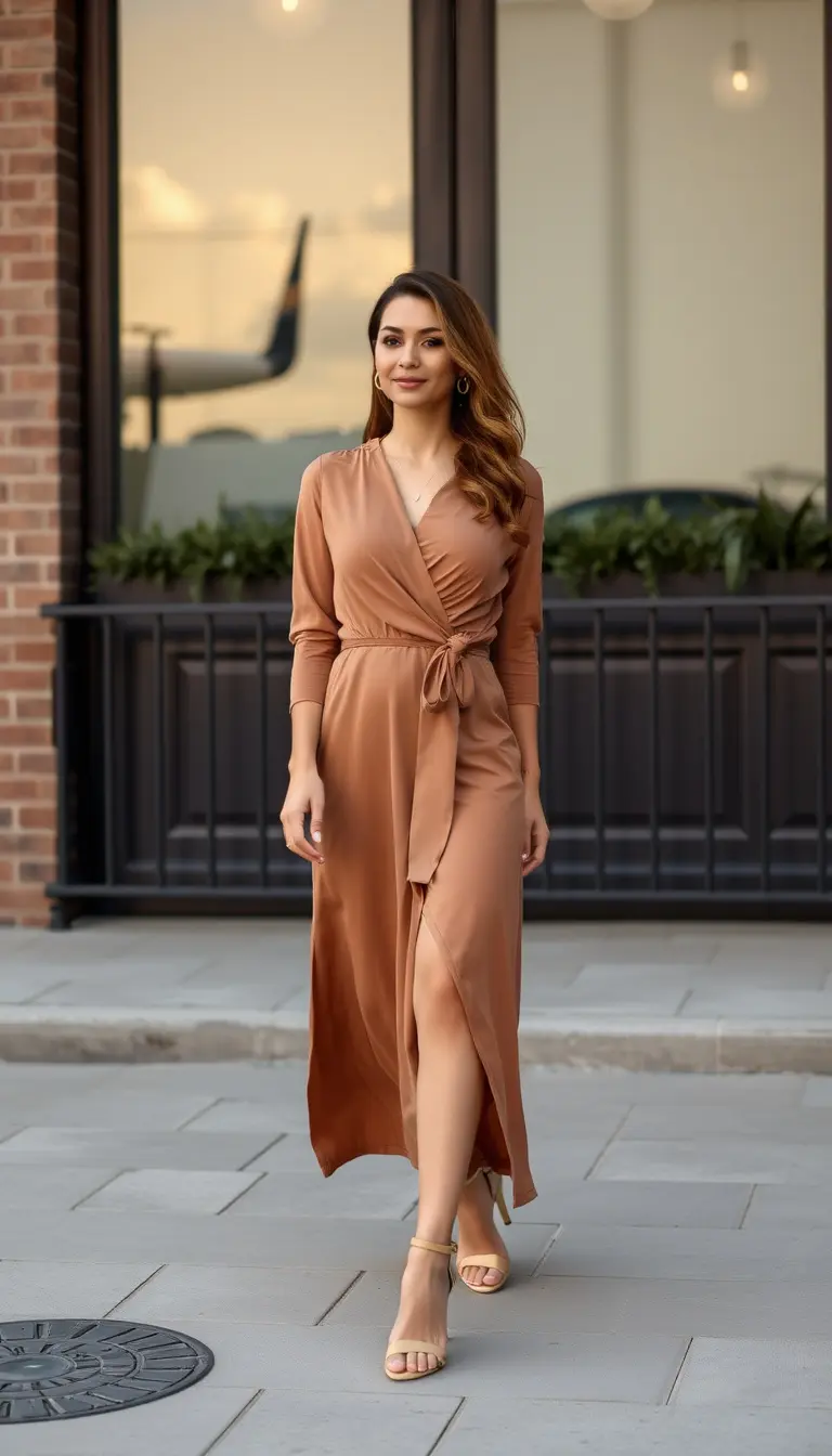 Mocha Brown Wrap Dress