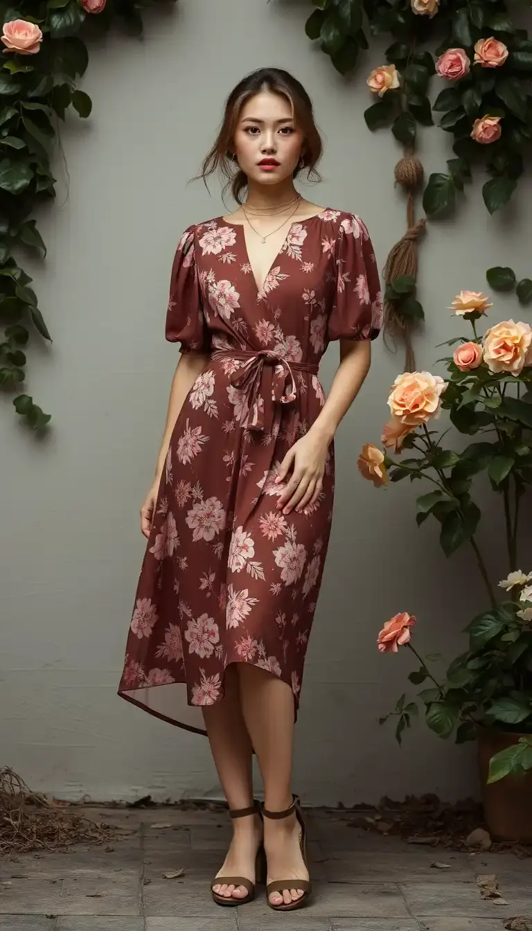 Brown Floral Dress