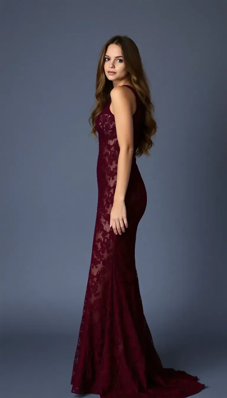 Burgundy Lace Maxi Dress