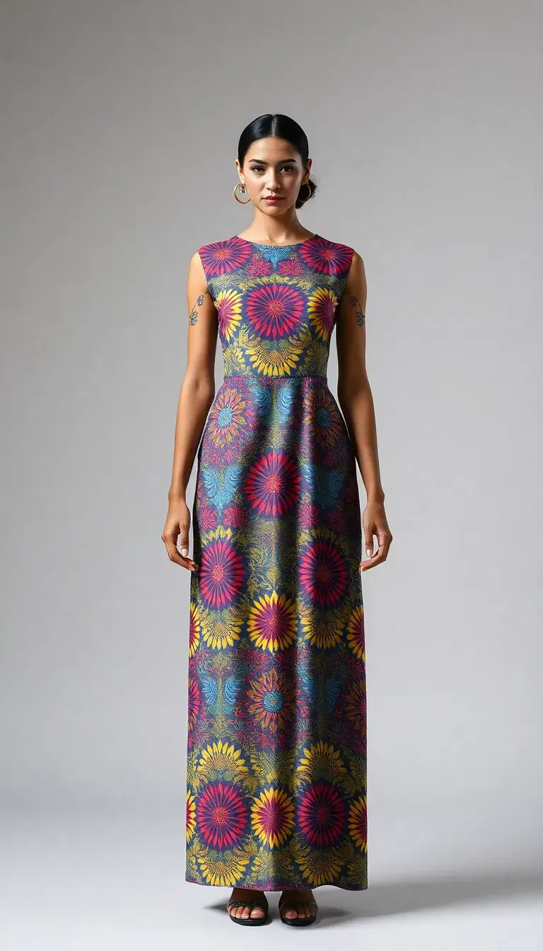 Multicolor dopamine dress with patterns
