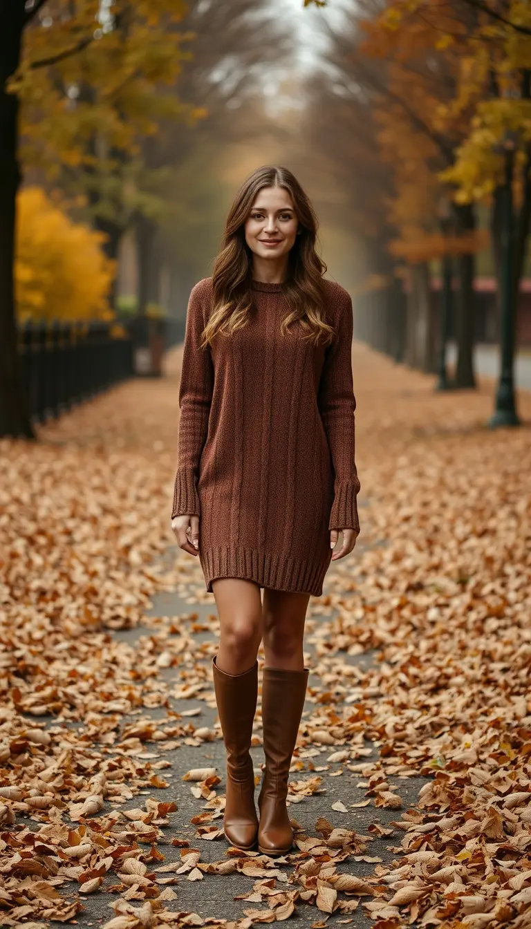Sweater Fall Dress in Brown