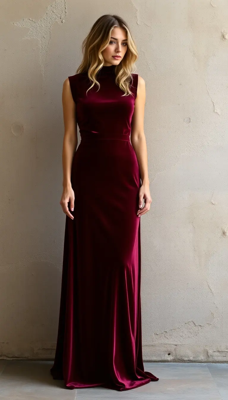 Velvet Fall Maxi in Burgundy