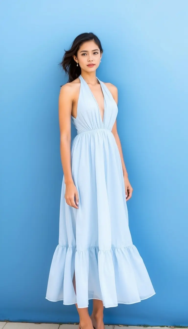 Light Blue Halter Dress
