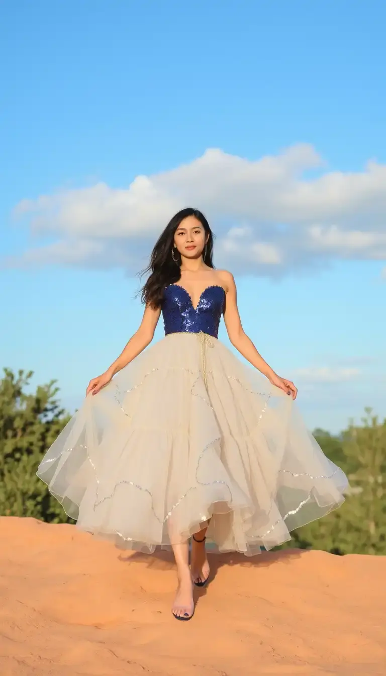 Navy Blue Sequin Dress