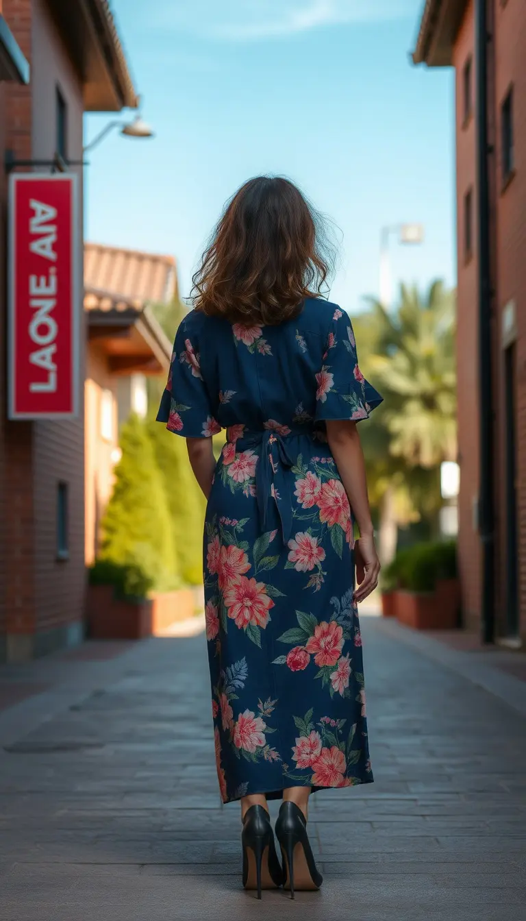 Navy Blue Floral Dress