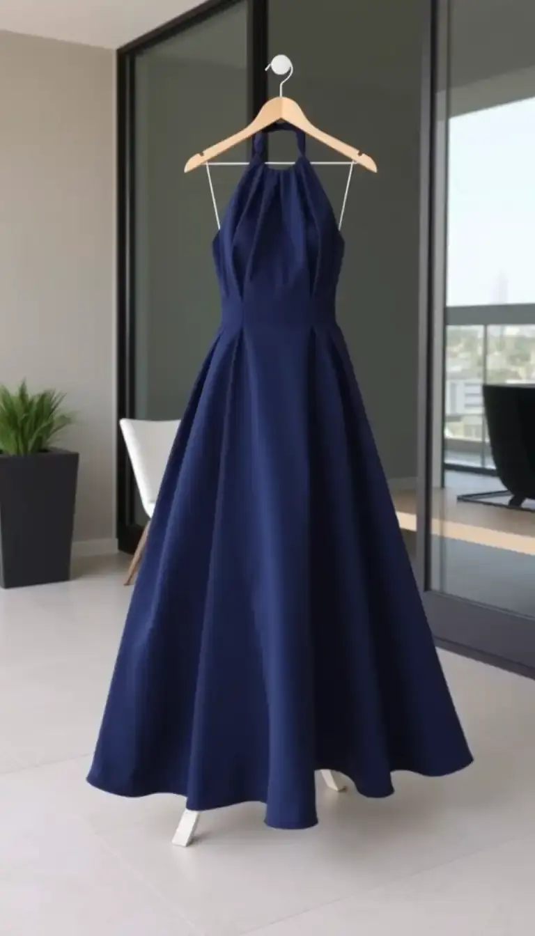 Navy Blue Halter Dress