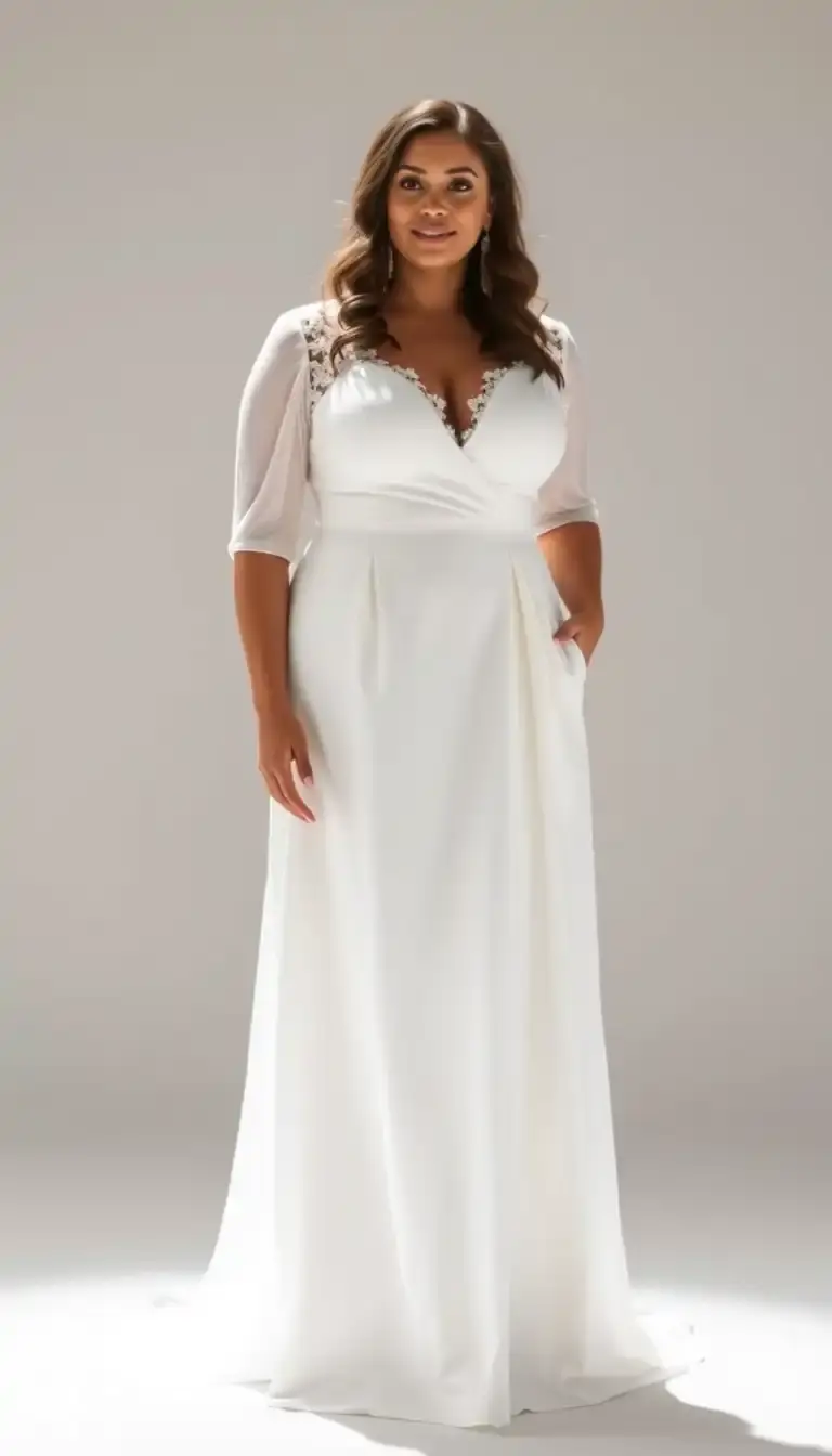 Plus size A-line wedding dress in ivory