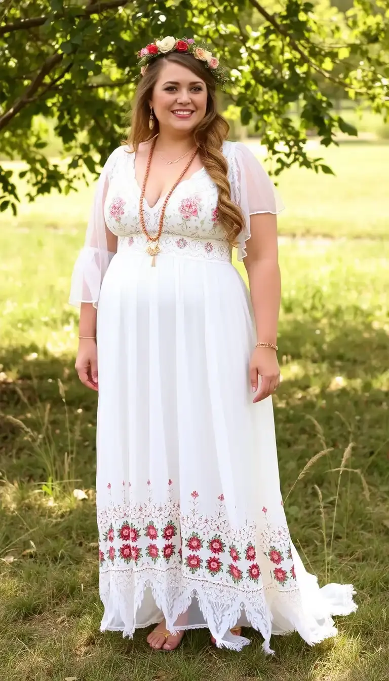 Plus size boho wedding dress