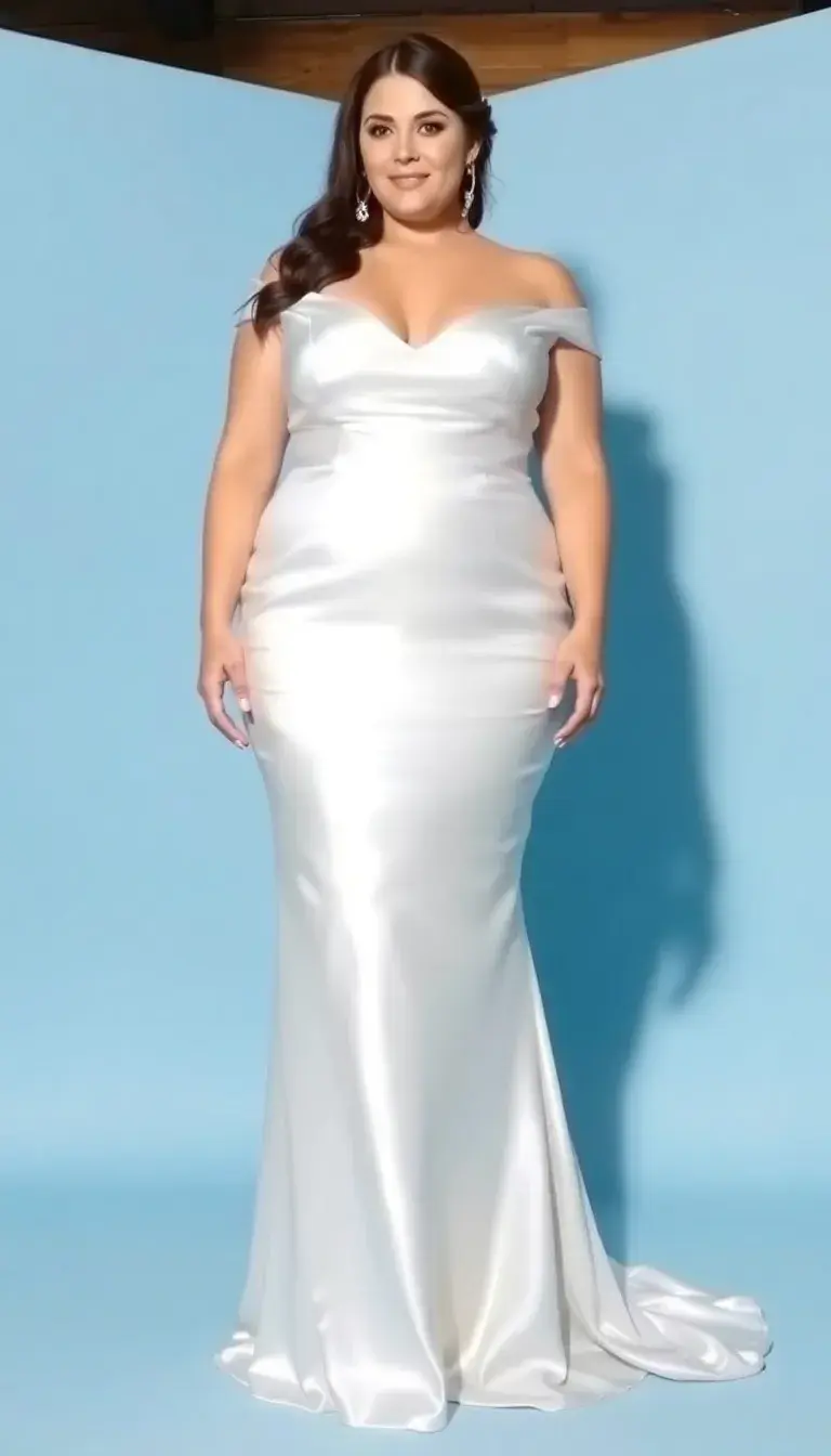 Plus size satin wedding dress