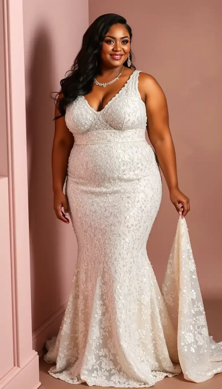 Plus size sequin wedding dress