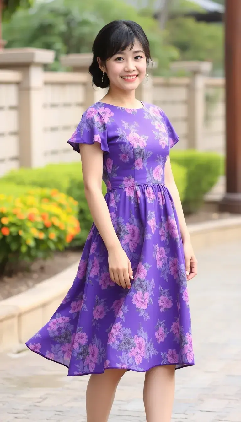 Purple floral dress
