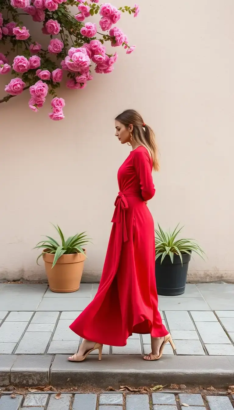 Rose Red Wrap Dress