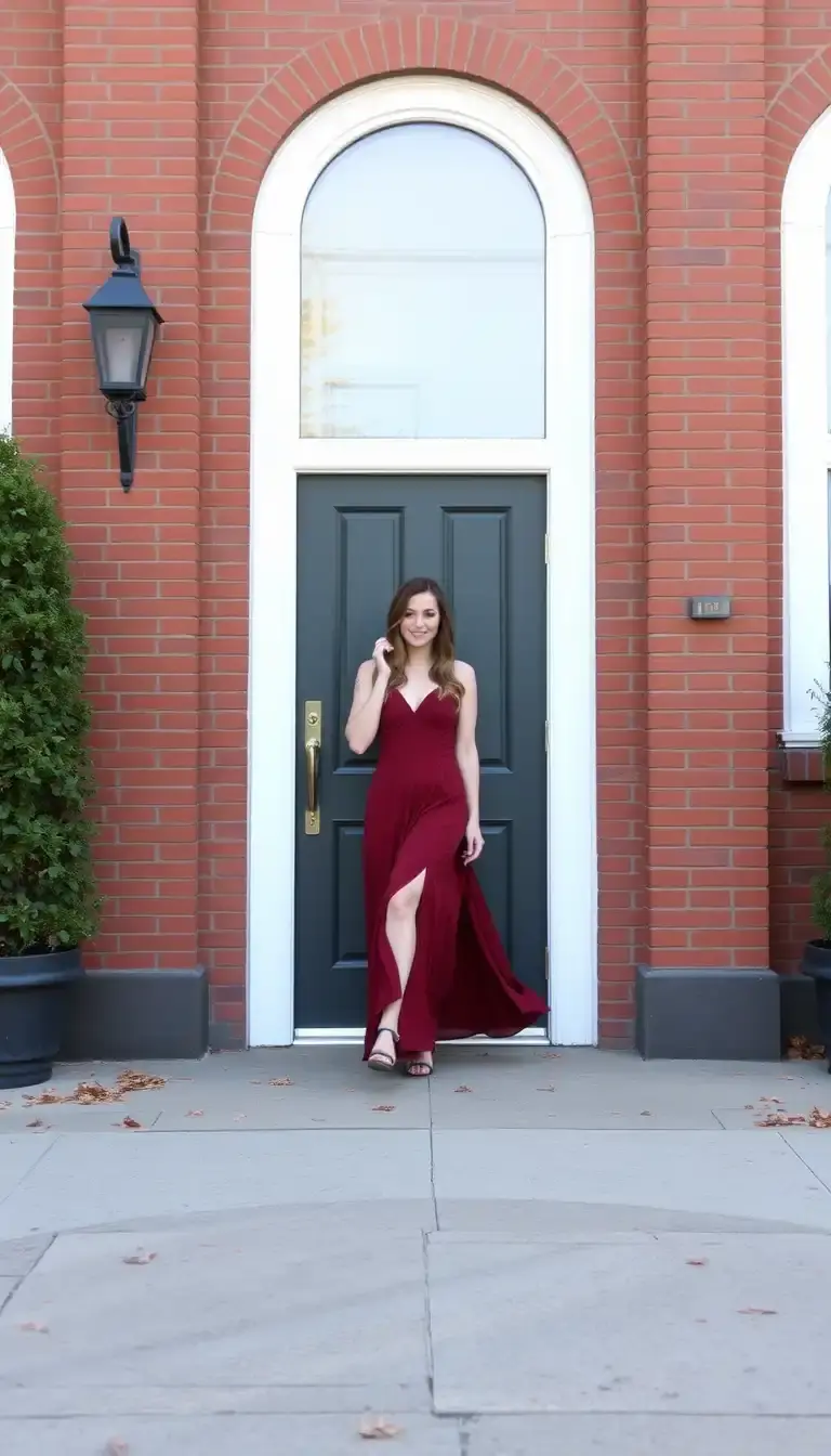 Burgundy Red Maxi Dress deep tone