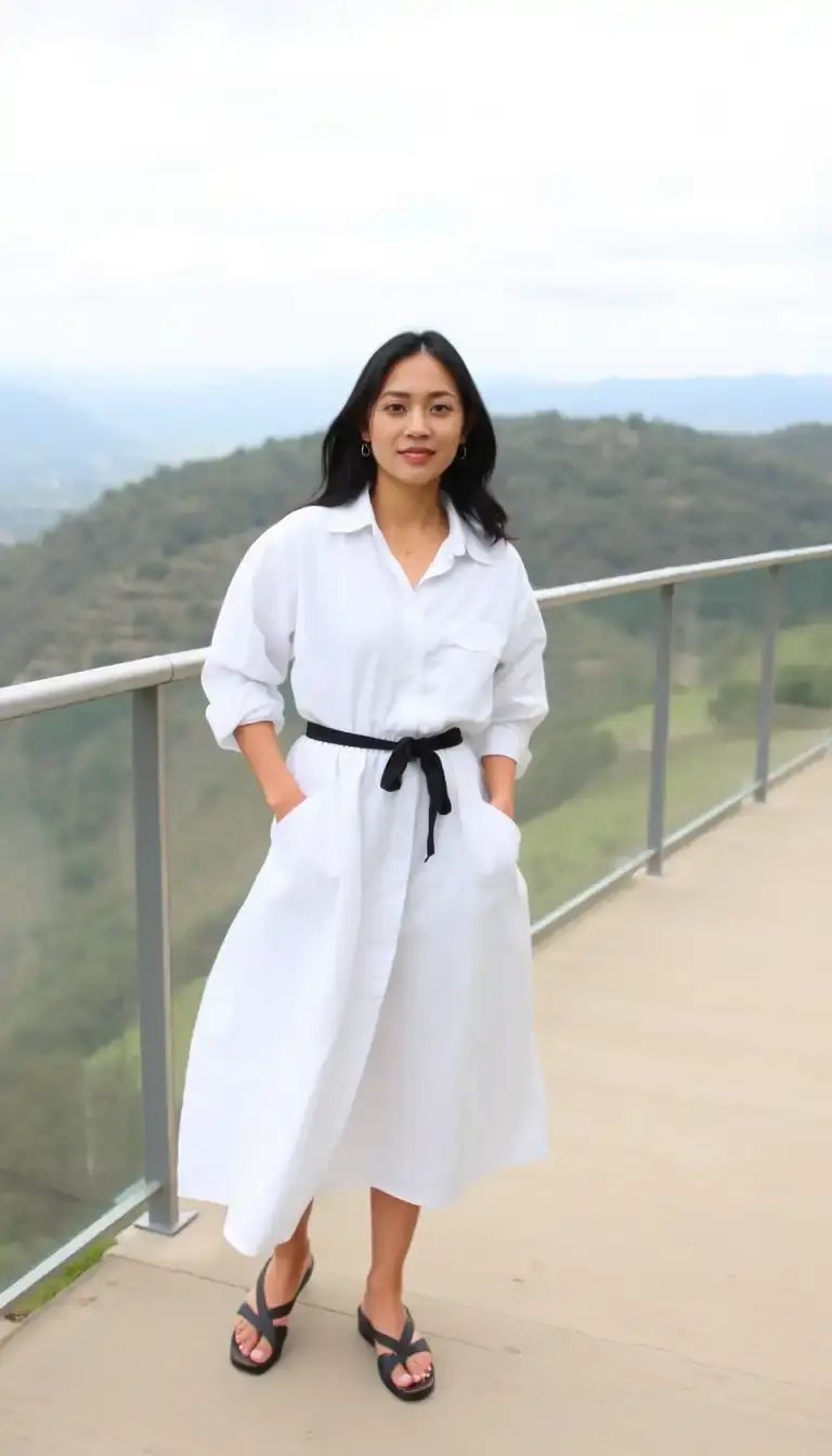 White Cotton Shirt Dress
