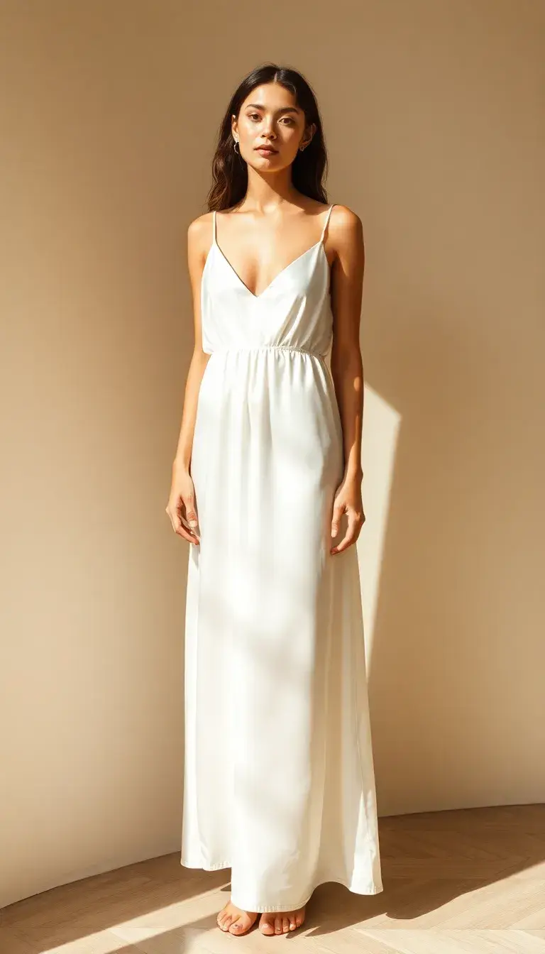 Silk Slip Dress in White