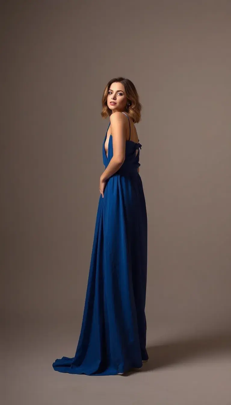Long Slip Dress in Blue