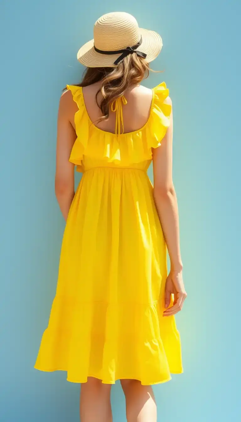 Yellow sunlight sundress with ruffles