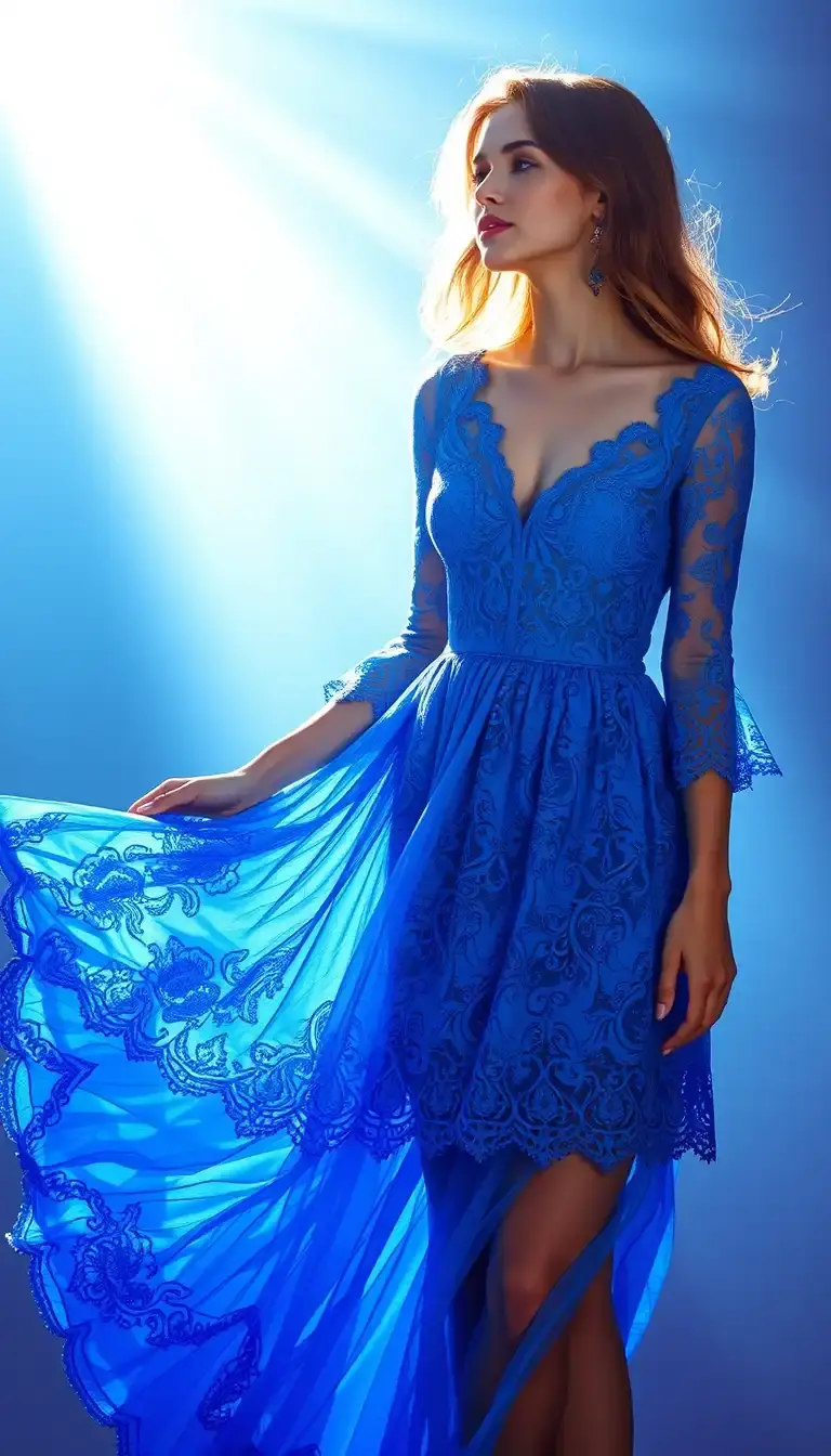 Blue sunlight lace dress