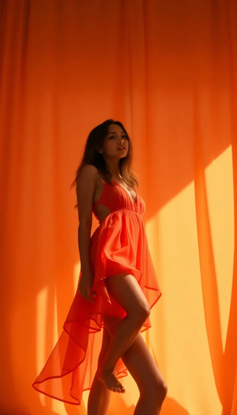 Orange sunlight mini dress