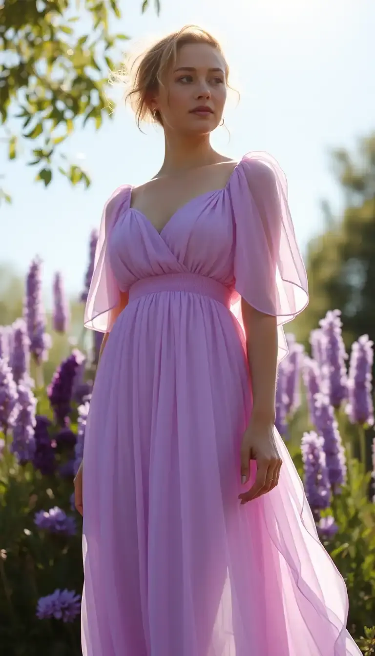 Lavender sunlight chiffon dress