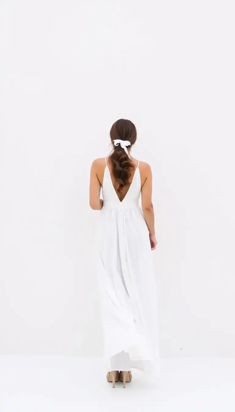 Halter white maxi dress