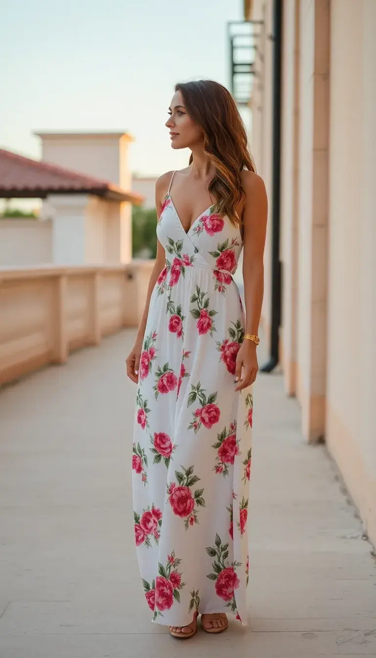 Floral white maxi dress