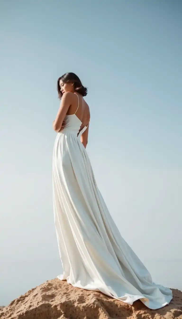 Satin white maxi dress