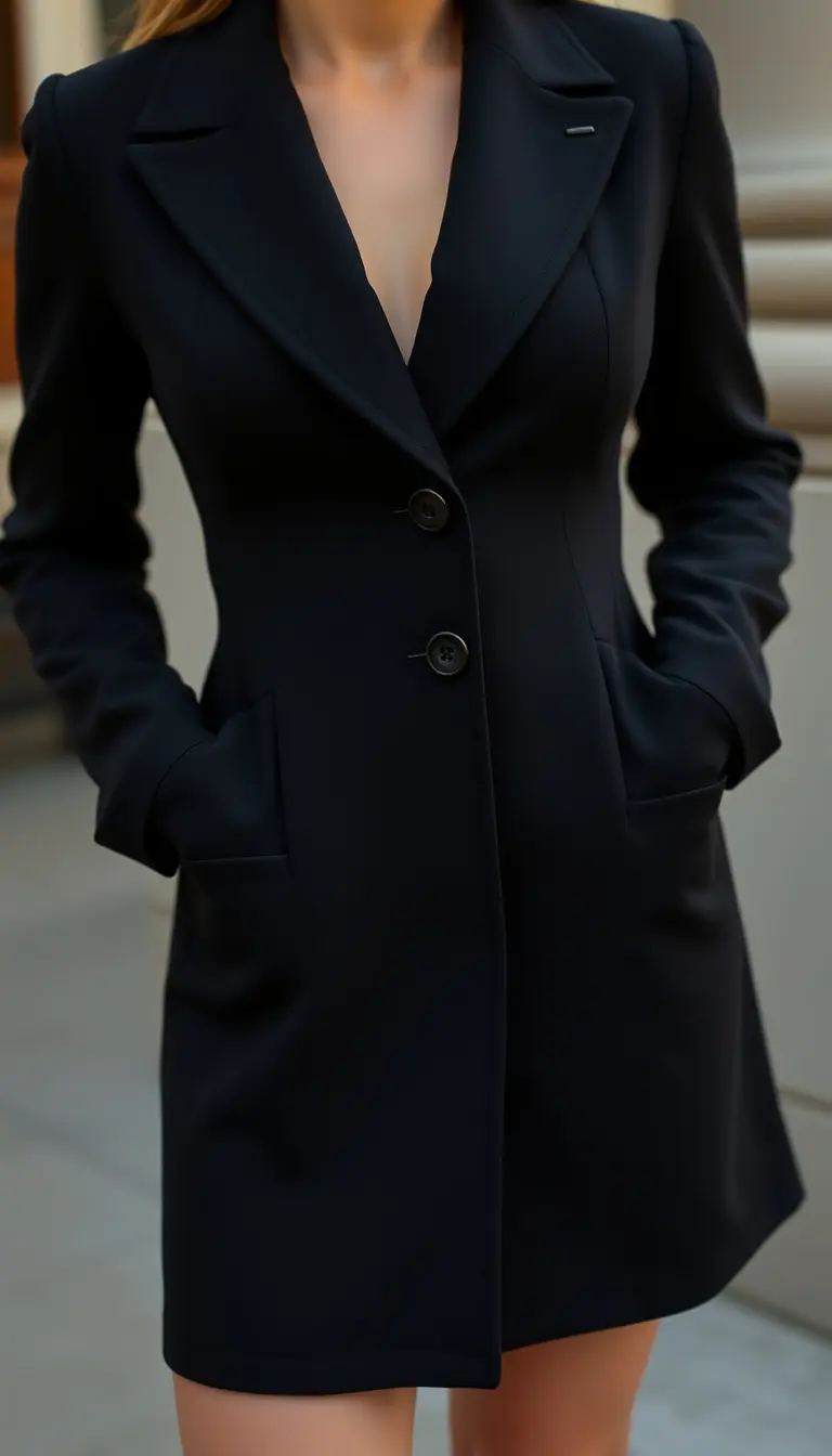 Black Blazer Dress with buttons
