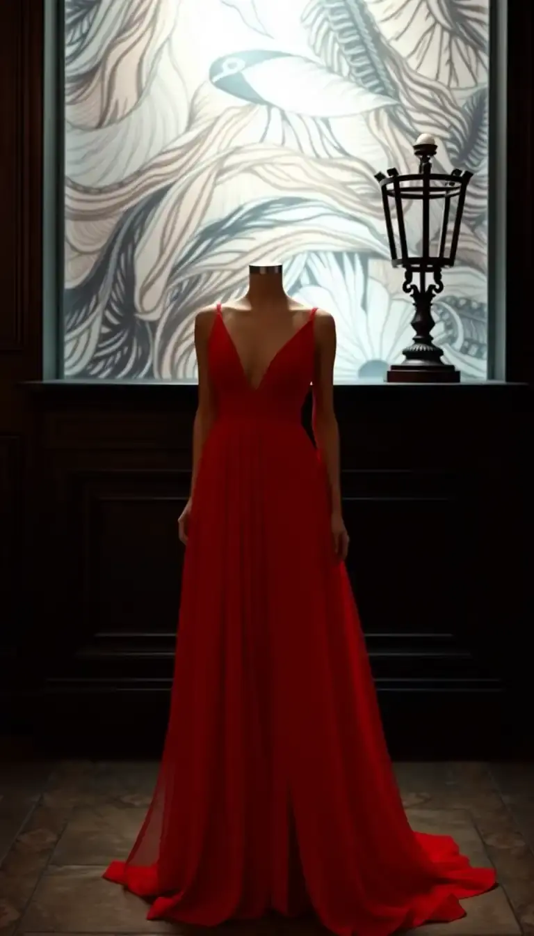 Red Chiffon Evening Dress