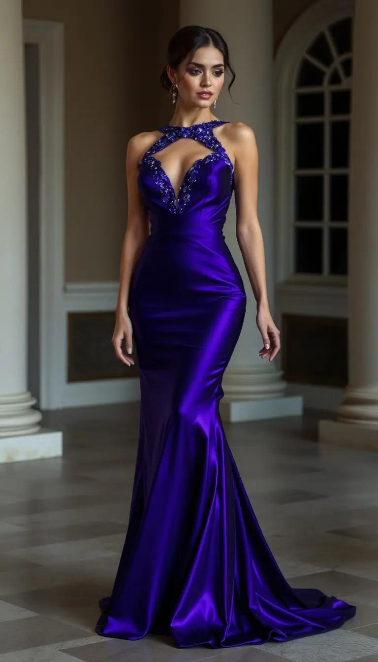 Purple Mermaid Evening Gown
