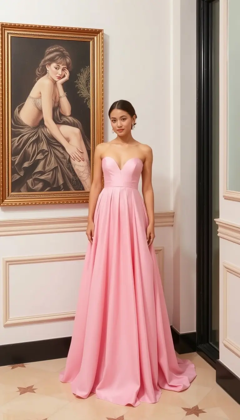 Pink A-Line Evening Dress
