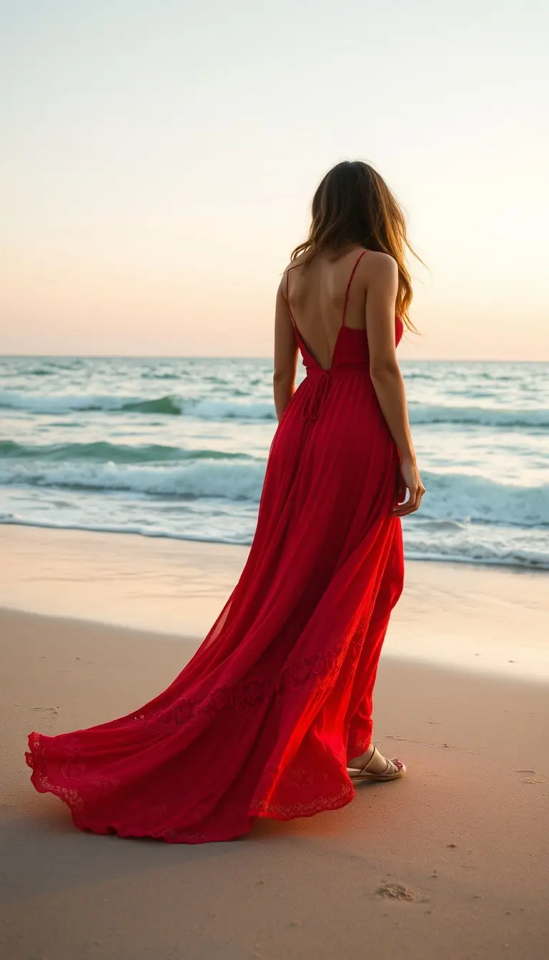 Red Maxi Dress Flowing