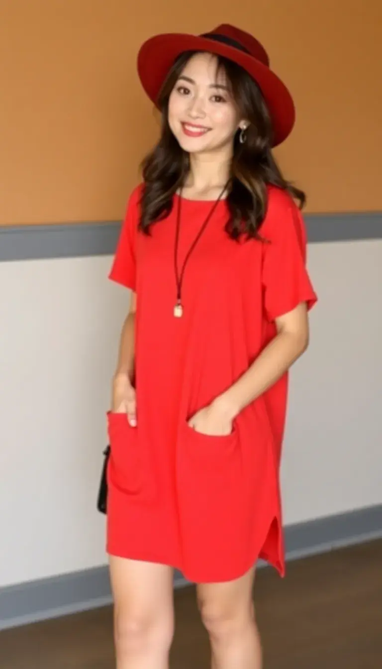 Red Shift Dress Casual