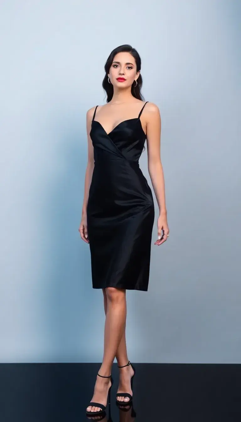 Satin Black Cocktail Dress