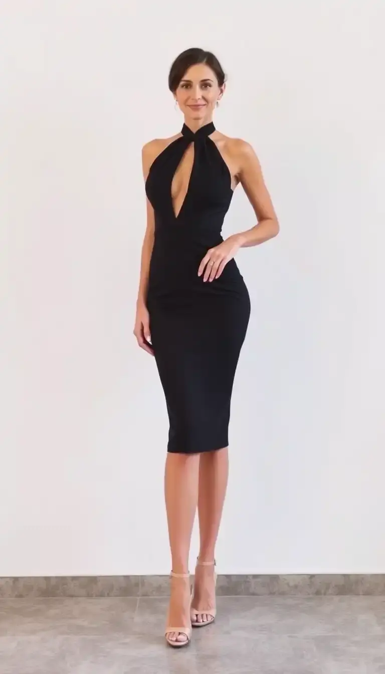 Halter Black Cocktail Dress