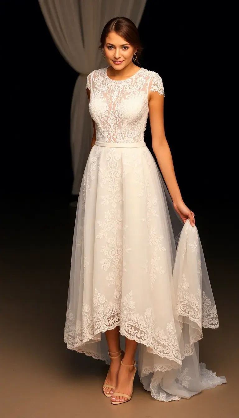 White Bridal Shower Dress with lace
