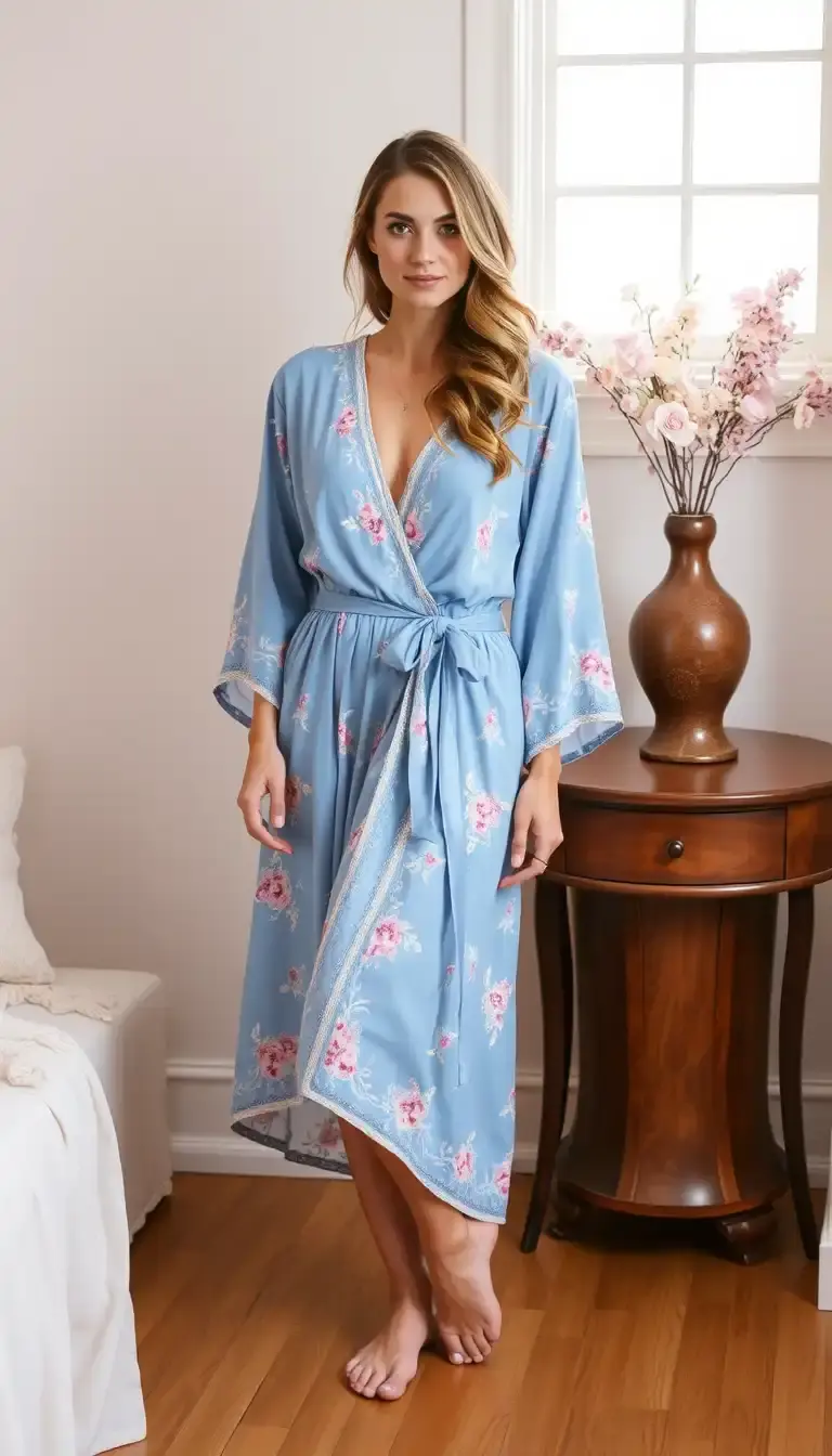 Blue bridal shower wrap dress