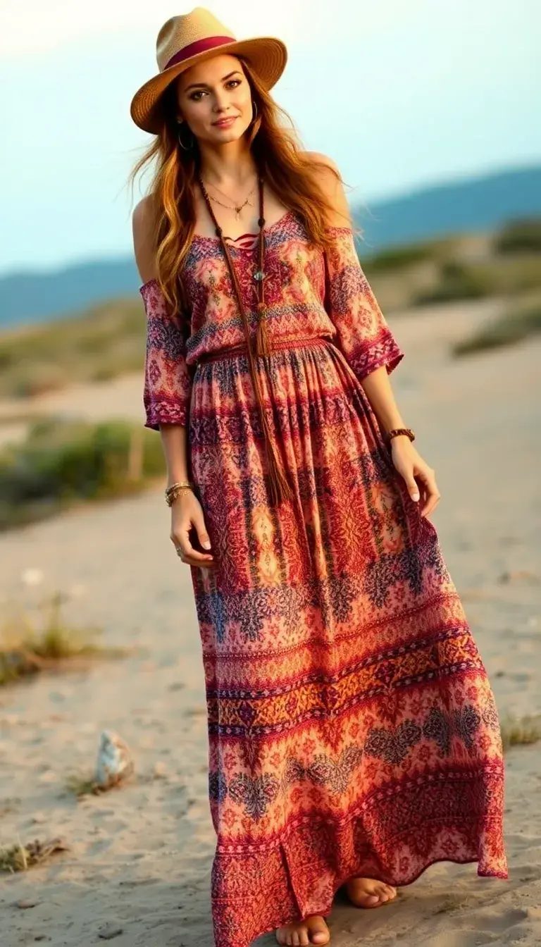 Bohemian Maxi Dress with prints