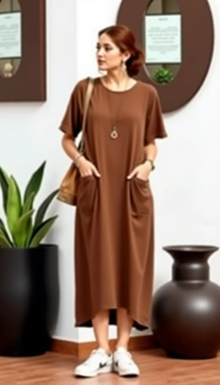 Casual solid color maxi dress